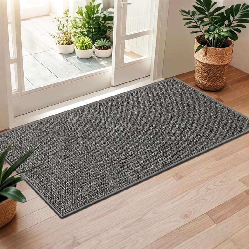 LEKEEPGO Long Door Mat 24"x59", Non Slip Door Mat Indoor Entrance, Rubber Backing Front Indoor Doormat Washable Absorbent Low-Profile Entryway Entry Resist Dirt Inside Hallway Door Mats, Grey - Image 2